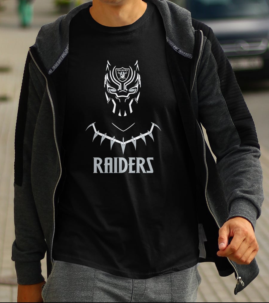 Raiders Fans With Black Panther Mask Design Representing Oakland Loyalty T-Shirt