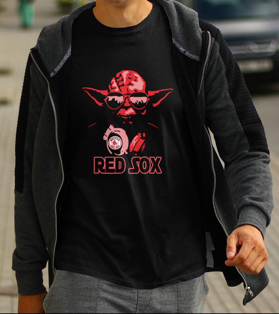 Yoda Wearing Red Sox Gear With Boston Red Sox Text And Star Wars Influence T-Shirt
