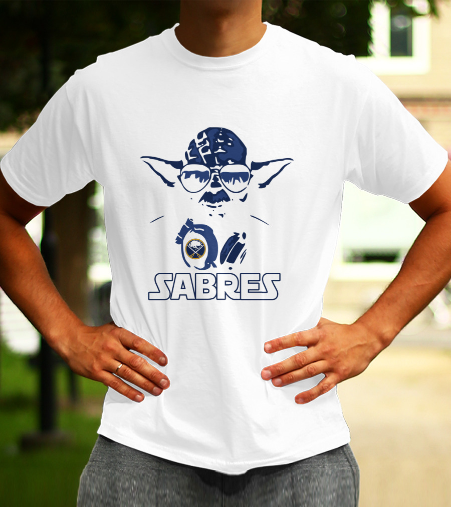 Yoda Wearing Sunglasses With Buffalo Sabres Logo In Star Wars T-Shirt