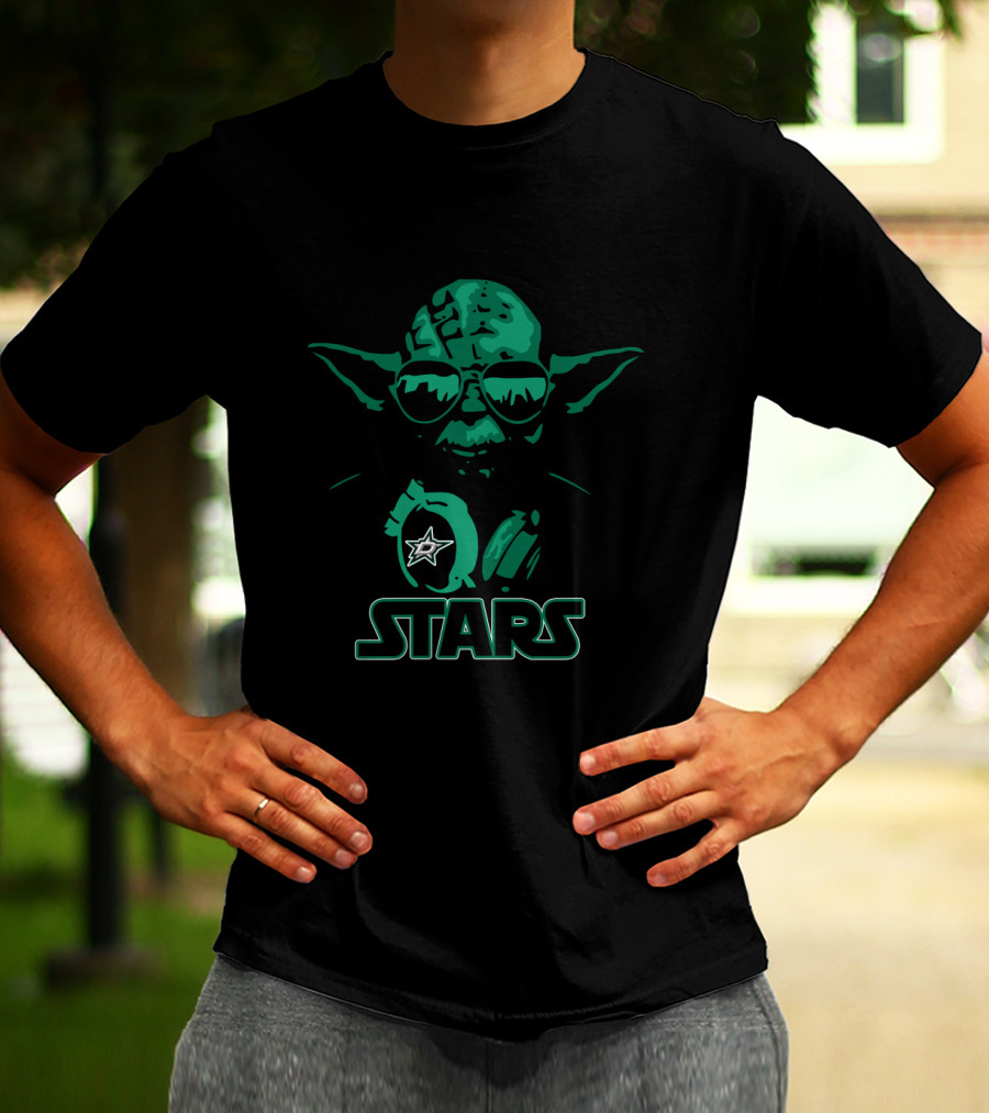 Yoda With Dallas Stars Logo And Sunglasses Fusion T-Shirt