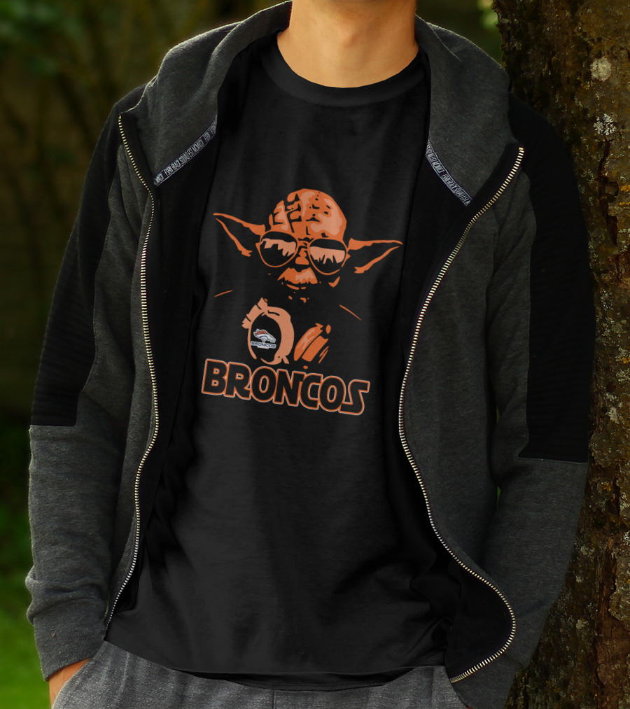 Yoda Broncos Sunglasses Fan With Denver T-Shirt