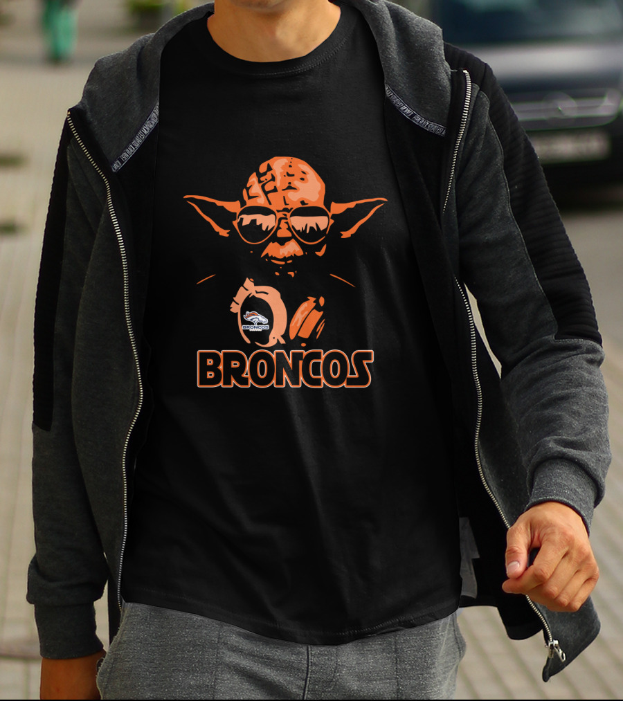Yoda Broncos Sunglasses Fan With Denver T-Shirt