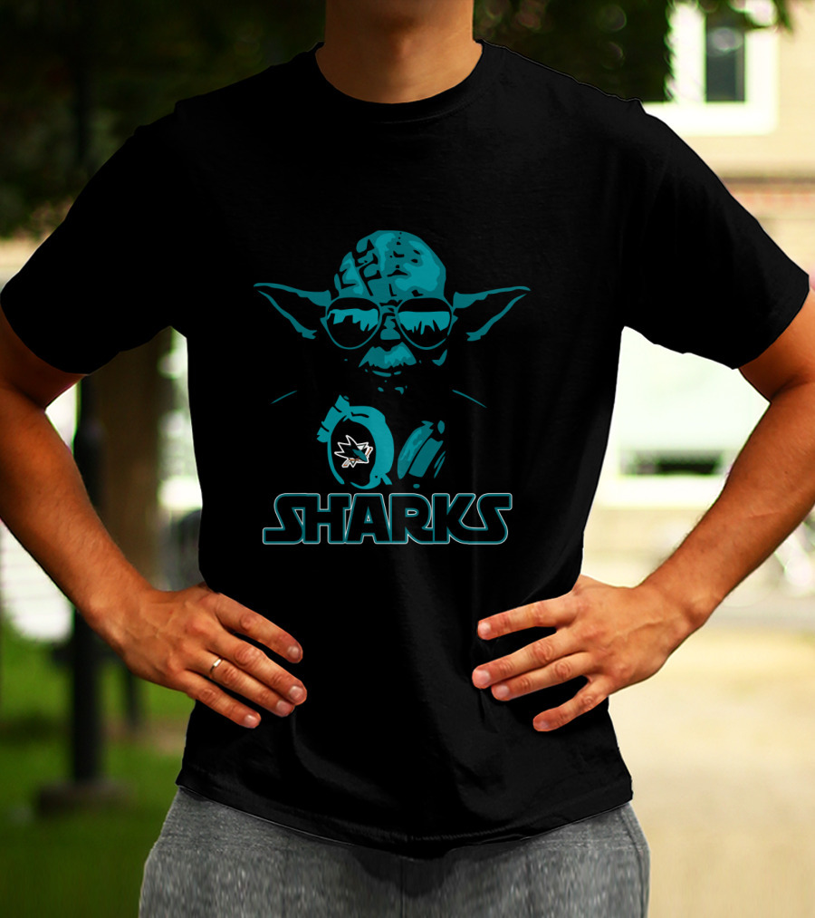 Yoda Star Wars Style San Jose Sharks Hockey Fan T-Shirt