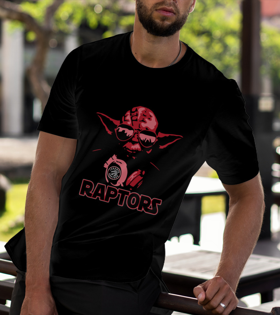 Yoda Star Wars Fan With Toronto Raptors Logo In Sunglasses T-Shirt
