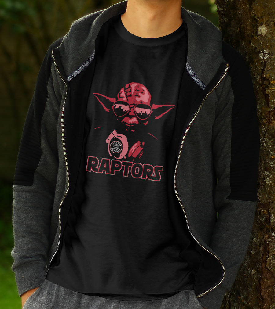 Yoda Star Wars Fan With Toronto Raptors Logo In Sunglasses T-Shirt