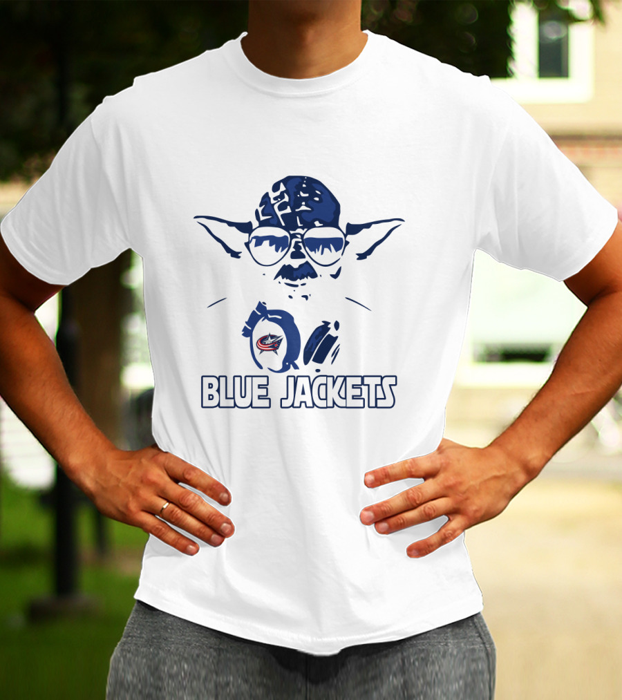 Yoda Star Wars Fan Art Featuring Columbus Blue Jackets Team Supporters T-Shirt