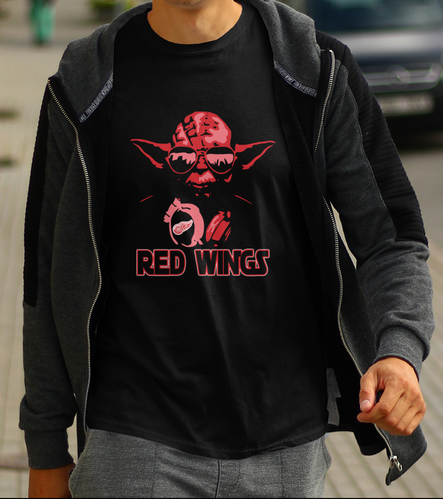 Yoda Detroit Red Wings Fans Star Wars Hockey Red Wings T-Shirt