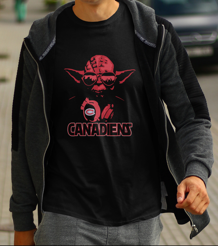Montreal Canadiens Fans Yoda Star Wars Collaboration Featuring Canadiens T-Shirt
