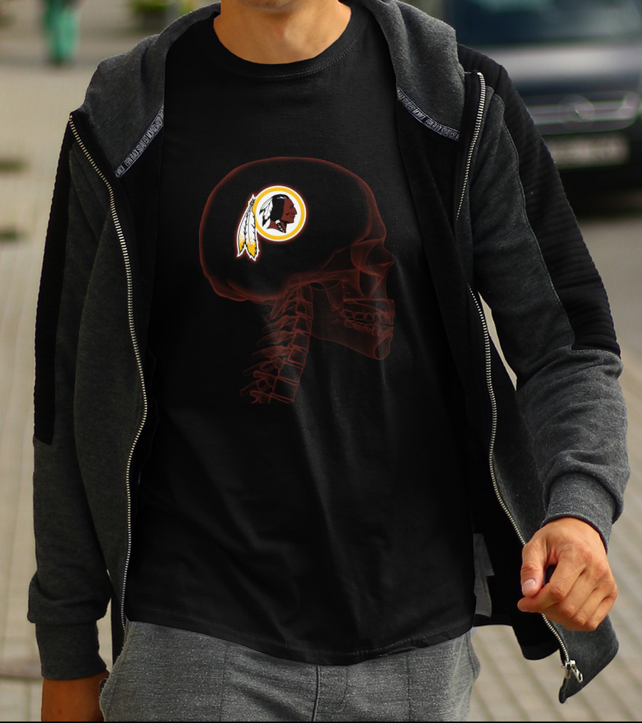 Washington Redskins Logo Inside Skull Halloween Theme T-Shirt