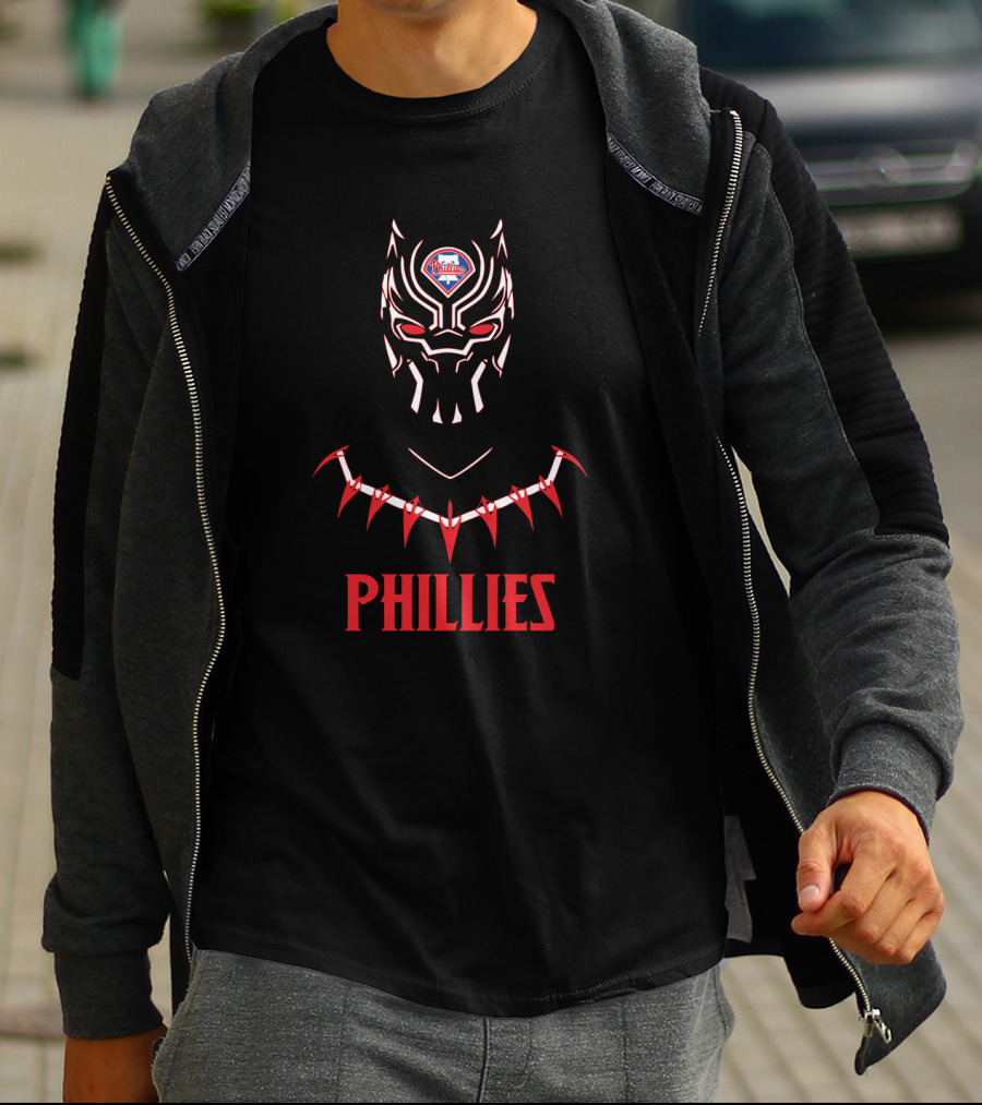 Phillies Baseball Black Panther Wakanda Mask Fusion T-Shirt