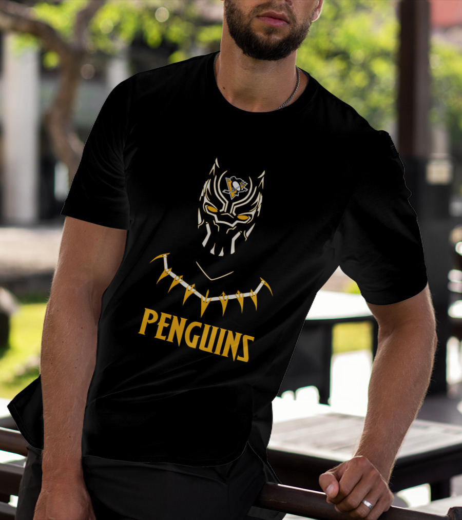 Pittsburgh Penguins Black Panther Mask Fans T-Shirt