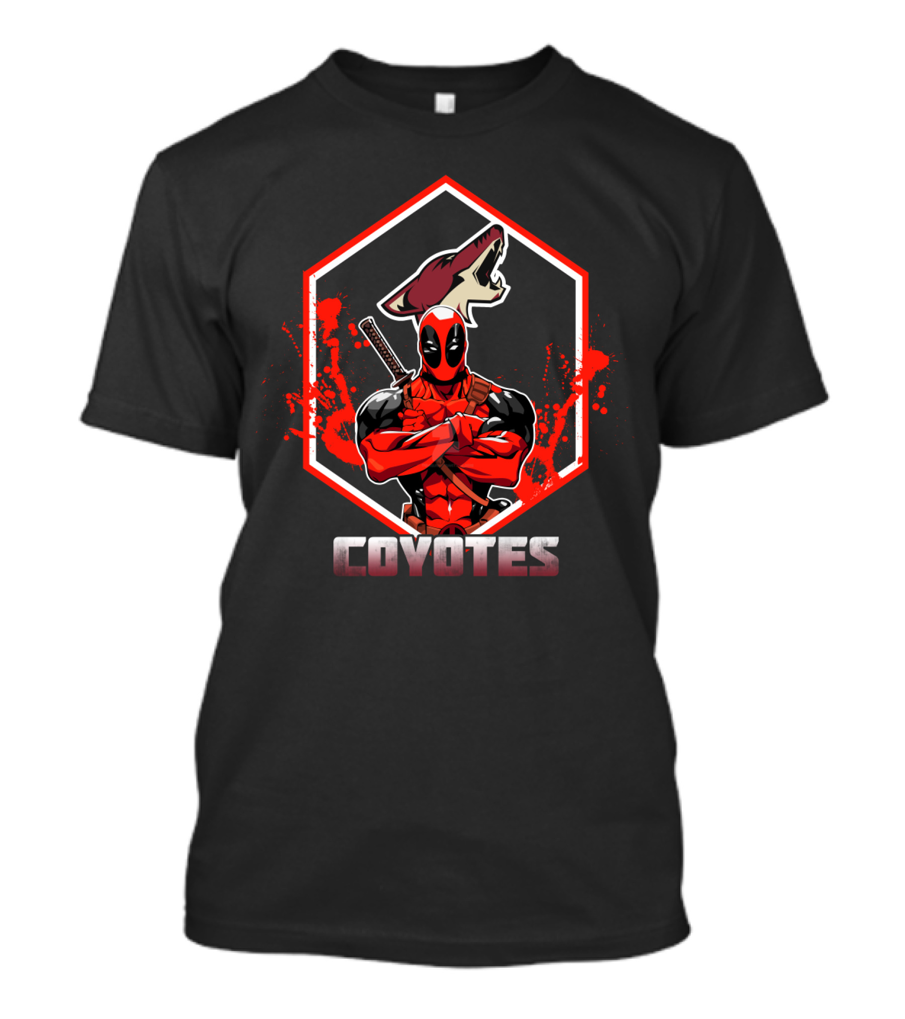Deadpool Coyotes Fan Art Featuring Marvel Antihero And Arizona Hockey Team T-Shirt
