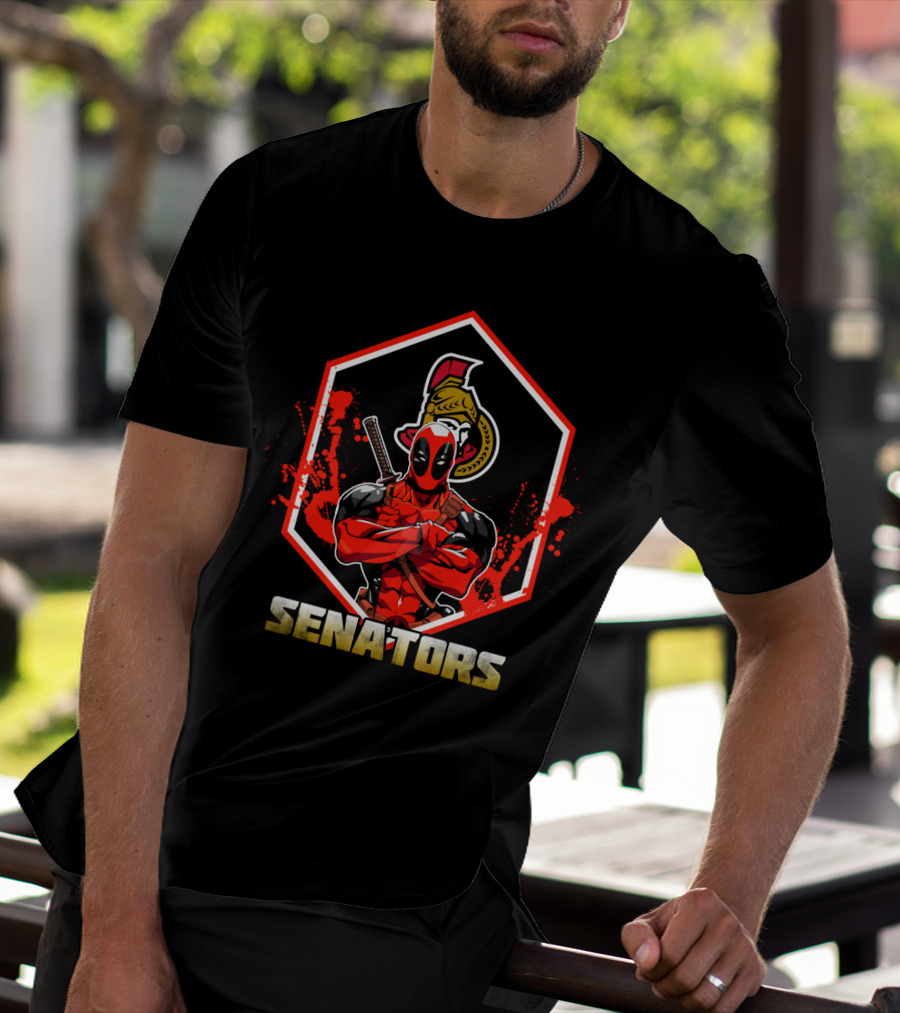 Deadpool Ottawa Senators NHL Crossover Fan T-Shirt