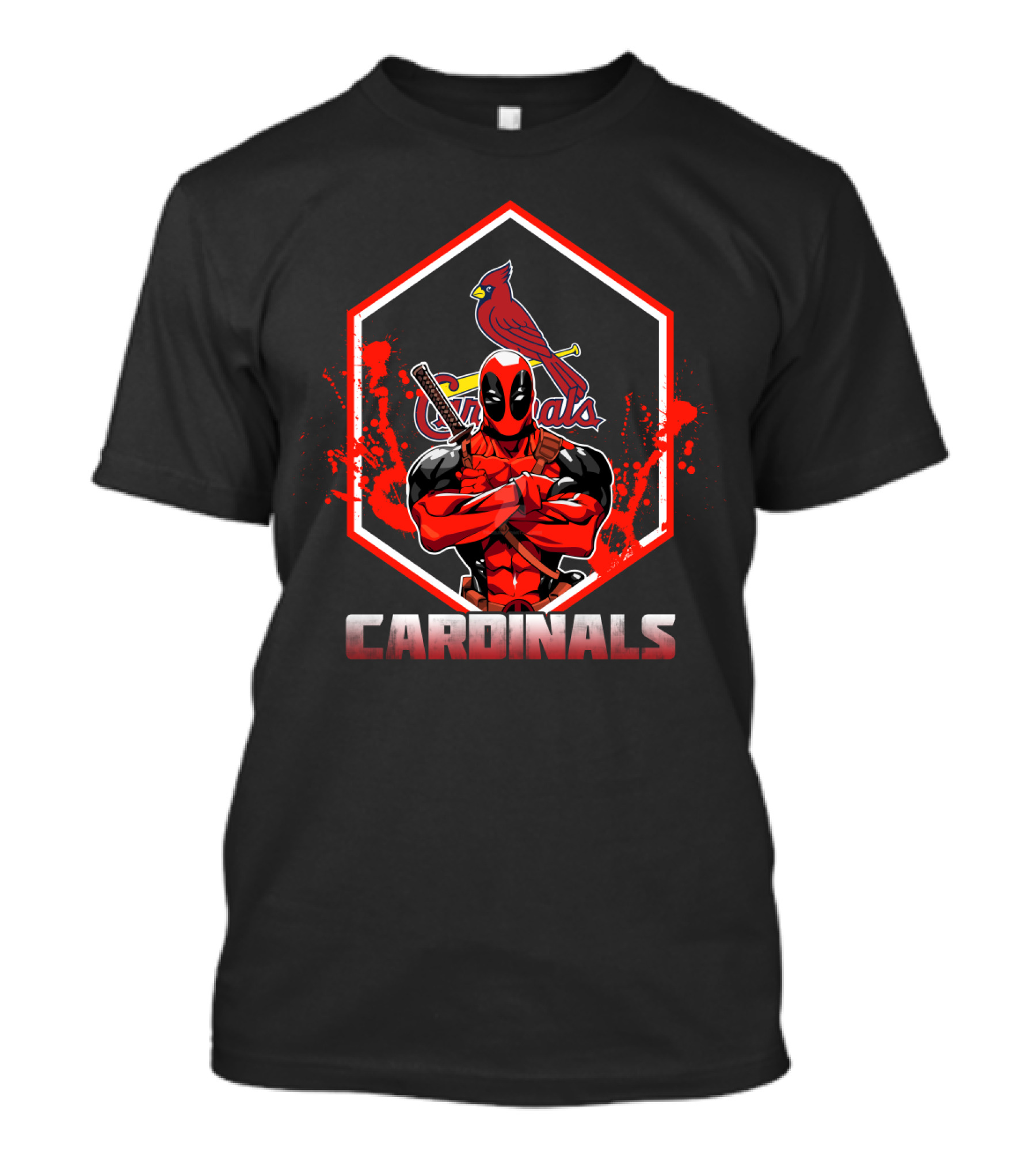 Deadpool Cardinals MLB St. Louis Fans Iconic Crossover Emblem T-Shirt