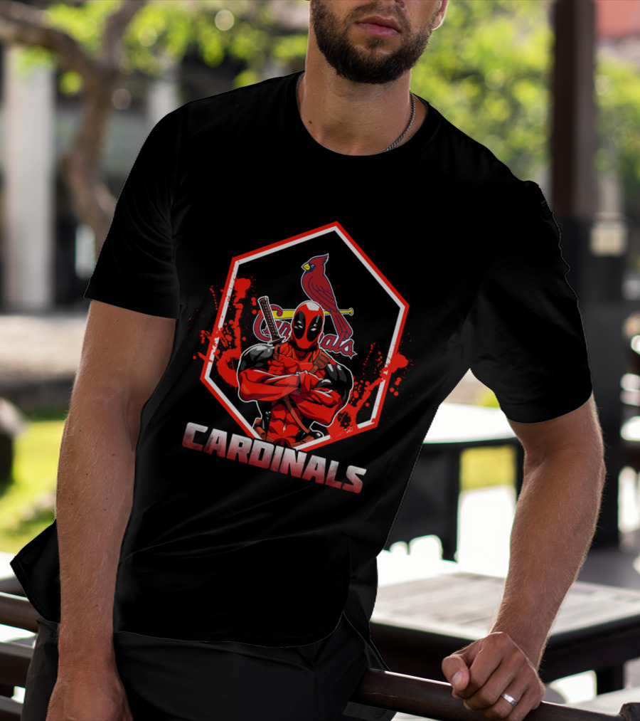 Deadpool Cardinals MLB St. Louis Fans Iconic Crossover Emblem T-Shirt