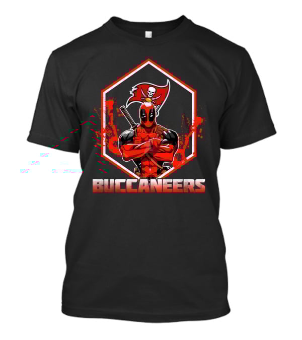 Deadpool Buccaneers Fan With Sword And Red Pirate Flag T-Shirt