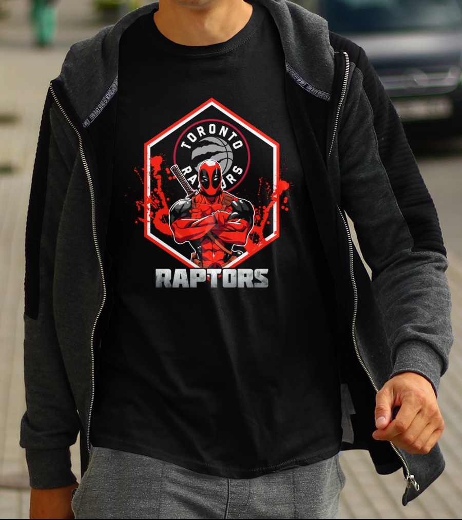 Deadpool Toronto Raptors Collaboration Fan Crossover T-Shirt