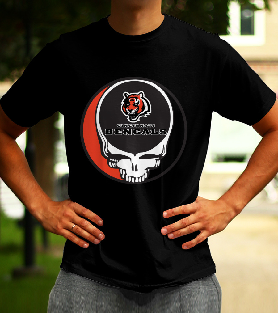 Cincinnati Bengals Grateful Dead Skull Logo Fusion T-Shirt