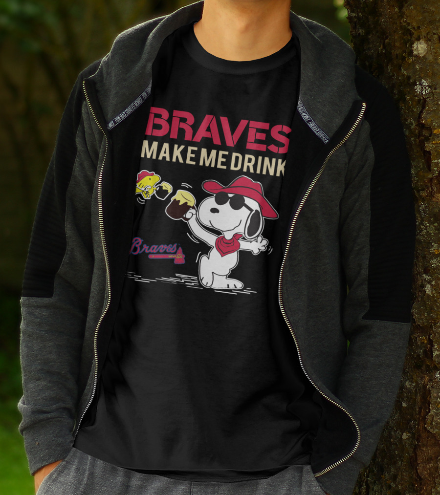 Braves Make Me Drink Snoopy Atlanta Braves Fans Peanuts Collaboration T-Shirt