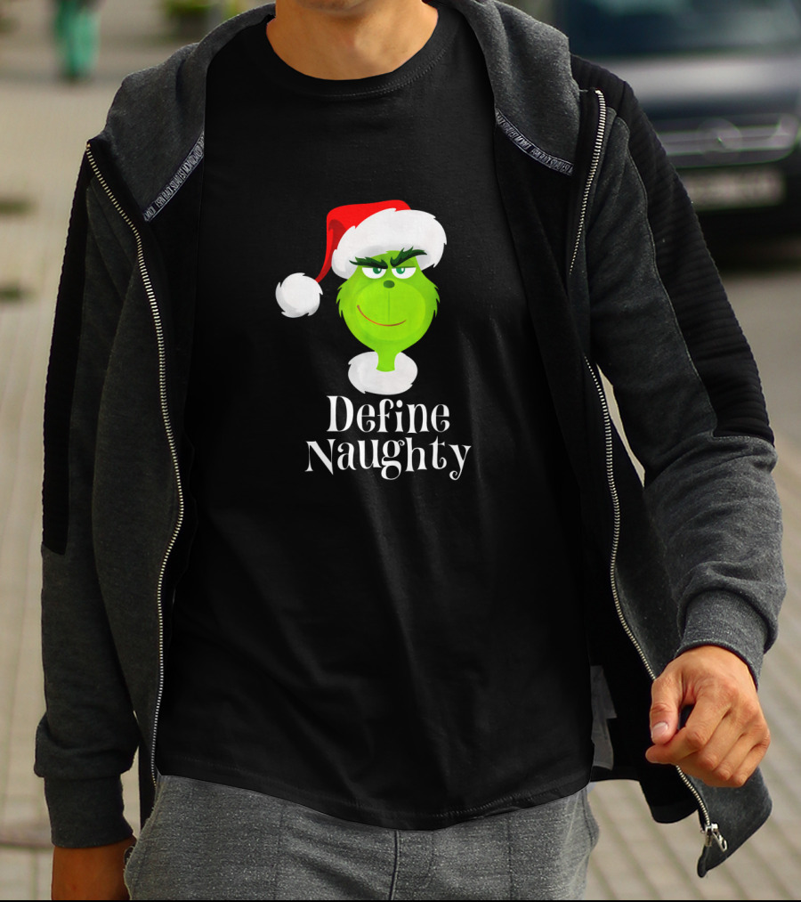 The Grinch Define Naughty Santa Hat Smirk Christmas T-Shirt