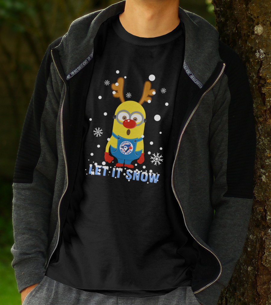 Let It Snow Minion Toronto Blue Jays Christmas Reindeer Snowflakes T-Shirt