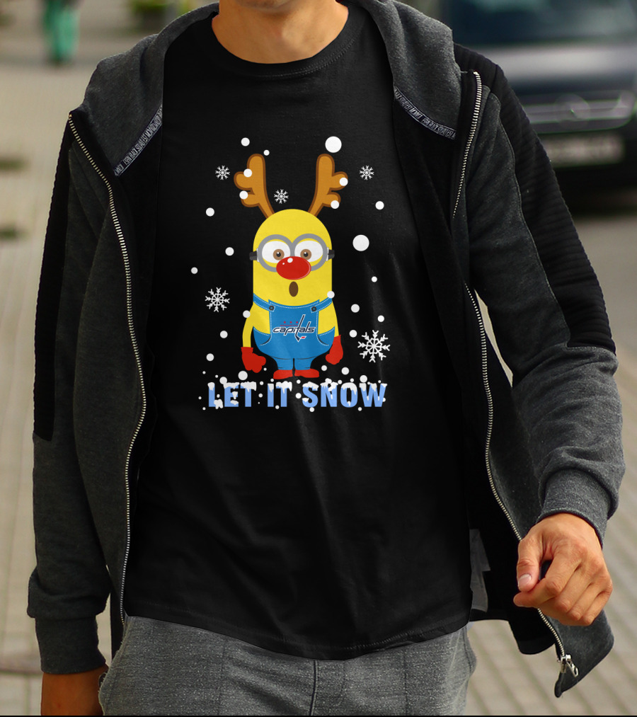 Let It Snow Capitals Minion With Reindeer Antlers T-Shirt
