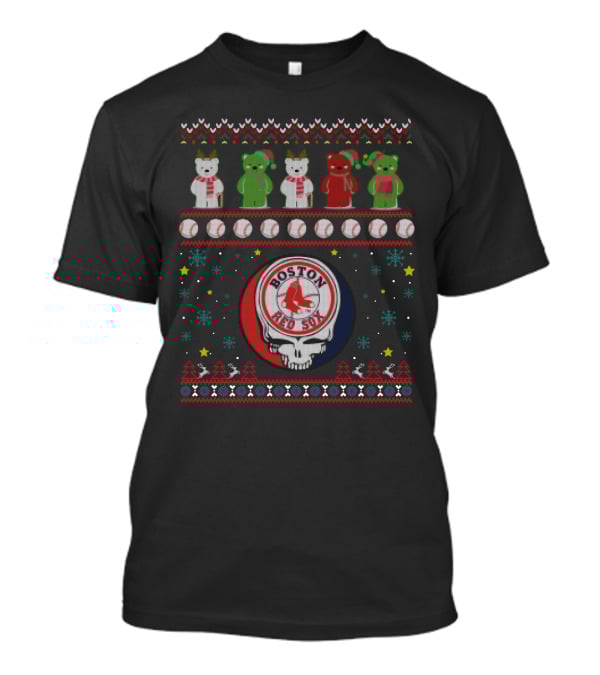 Boston Red Sox Grateful Dead Bears Ugly Christmas T-Shirt