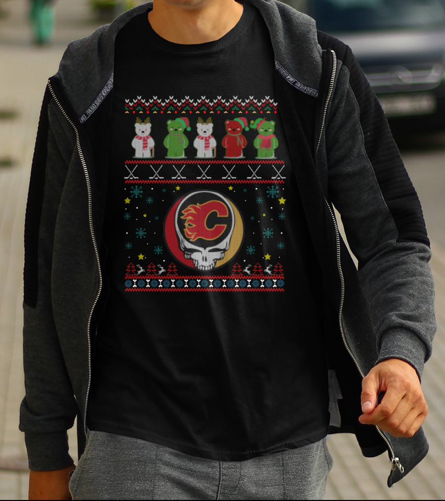 Calgary Flames Grateful Dead Bears Christmas T-Shirt
