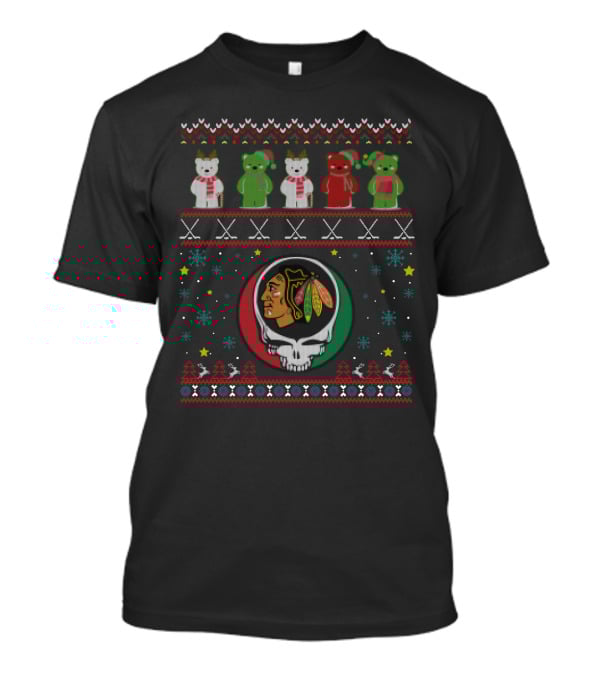 Chicago Blackhawks Grateful Dead Bears Holiday T-Shirt