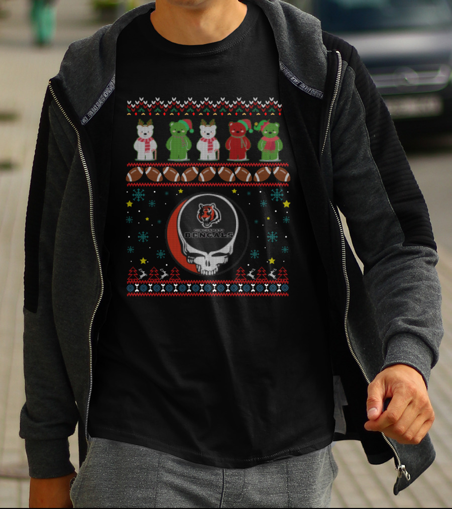 Cincinnati Bengals Grateful Dead Bears Christmas T-Shirt