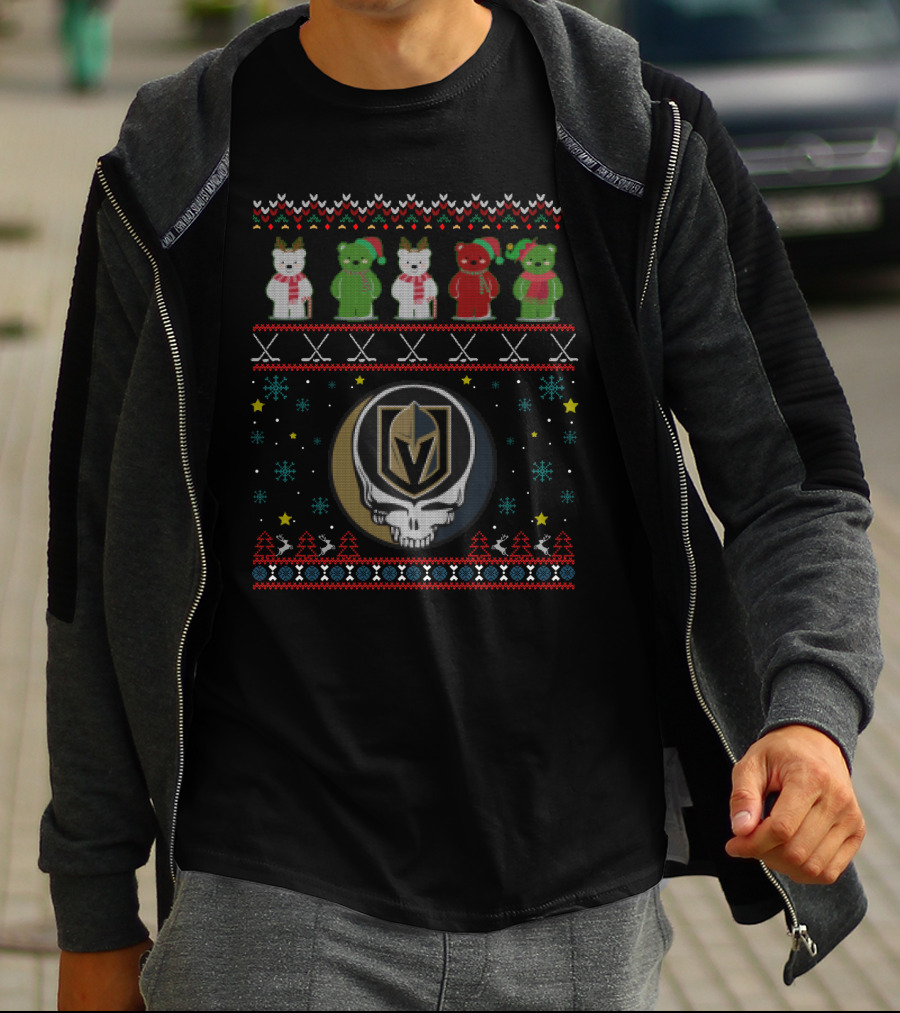 Vegas Golden Knights Grateful Dead Bears Holiday T-Shirt
