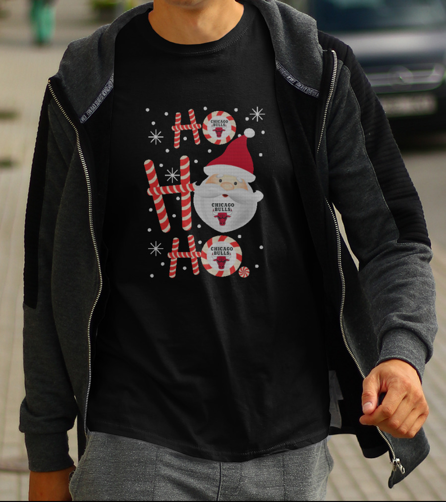 Ho Ho Ho Chicago Bulls Christmas Santa T-Shirt