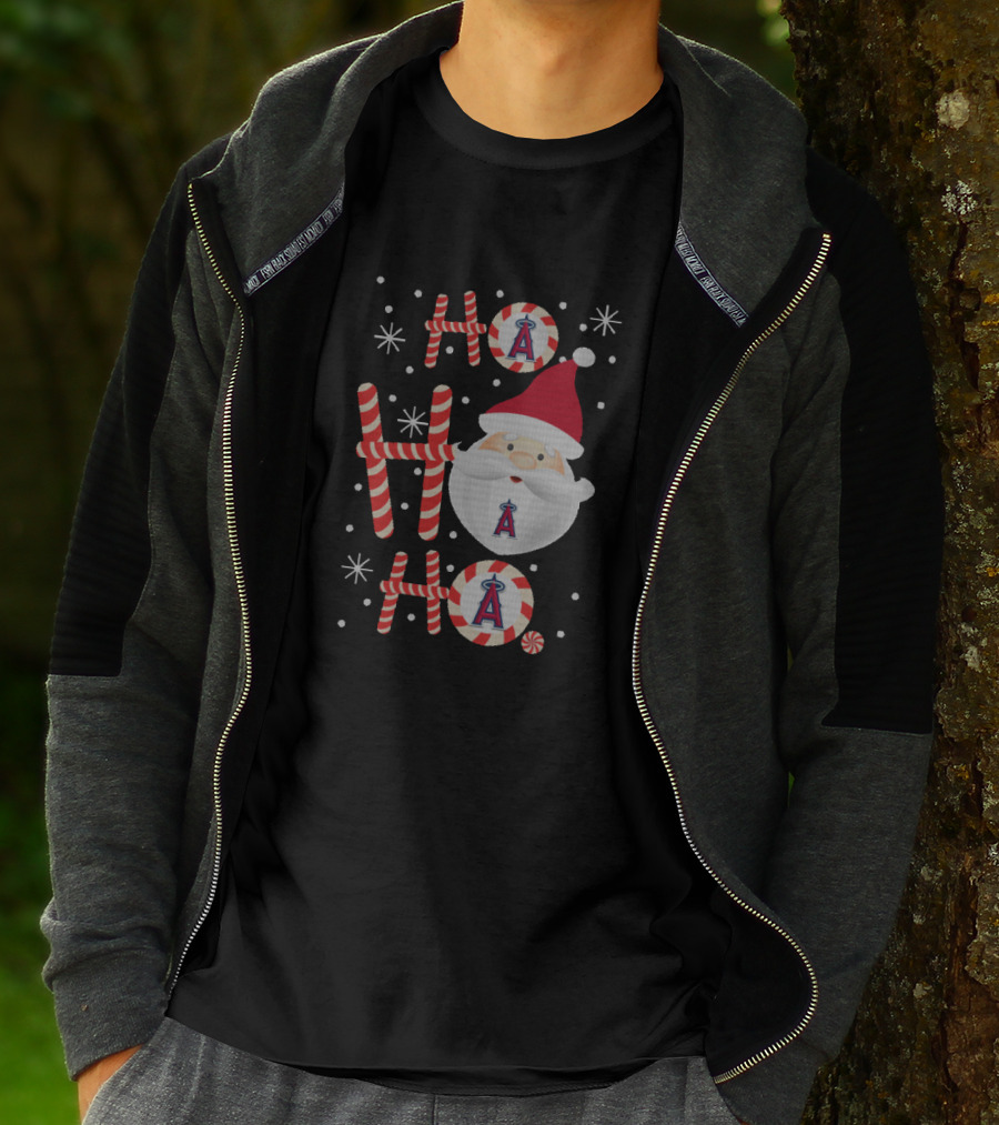 Ho Ho Ho Xmas Santa Claus Los Angeles Angels Baseball Fan Holiday Spirit T-Shirt