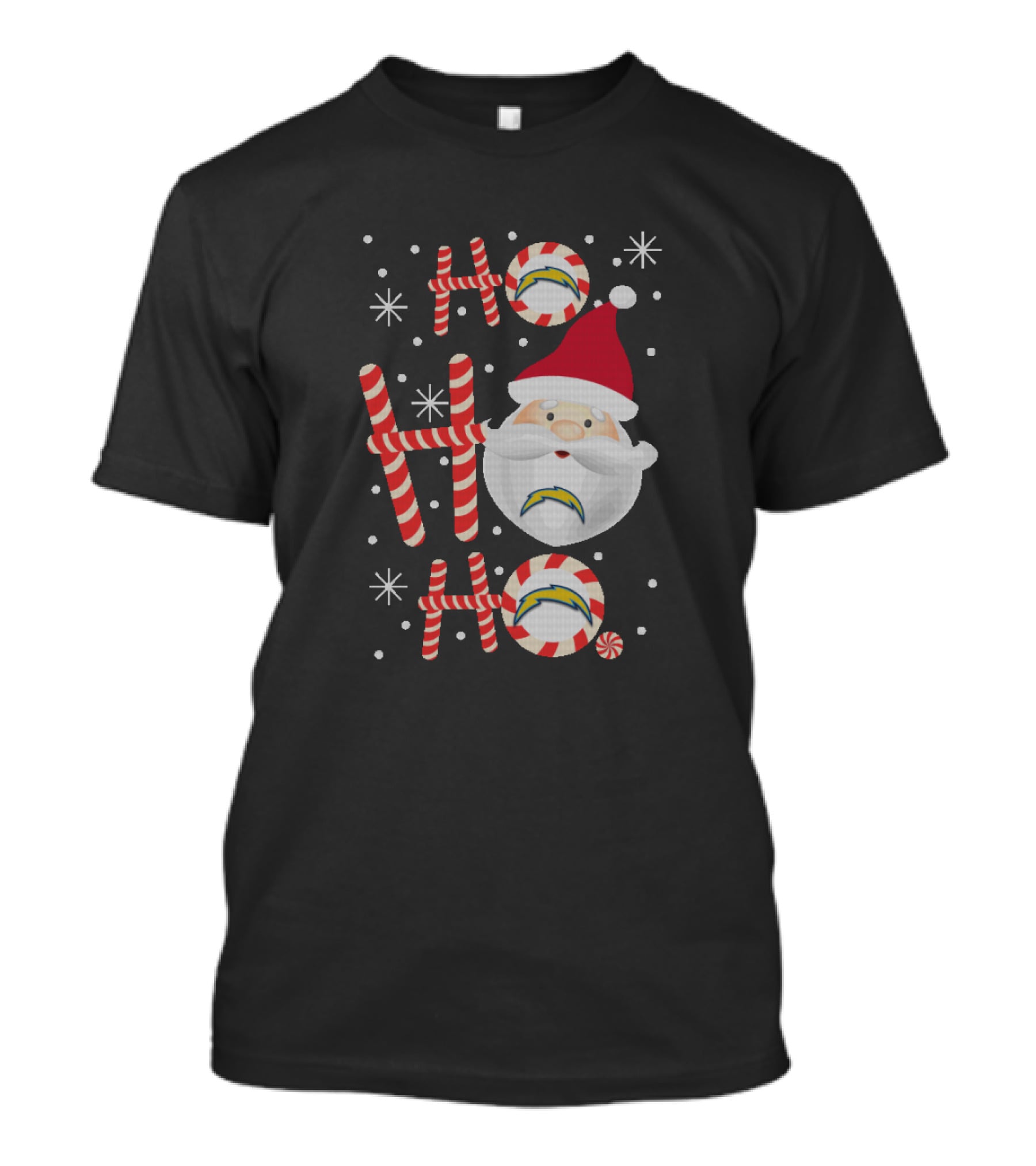 Santa Claus Ho Ho Ho Xmas Christmas Los Angeles Chargers Fans T-Shirt