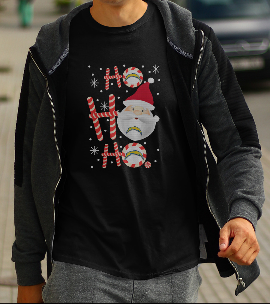 Santa Claus Ho Ho Ho Xmas Christmas Los Angeles Chargers Fans T-Shirt