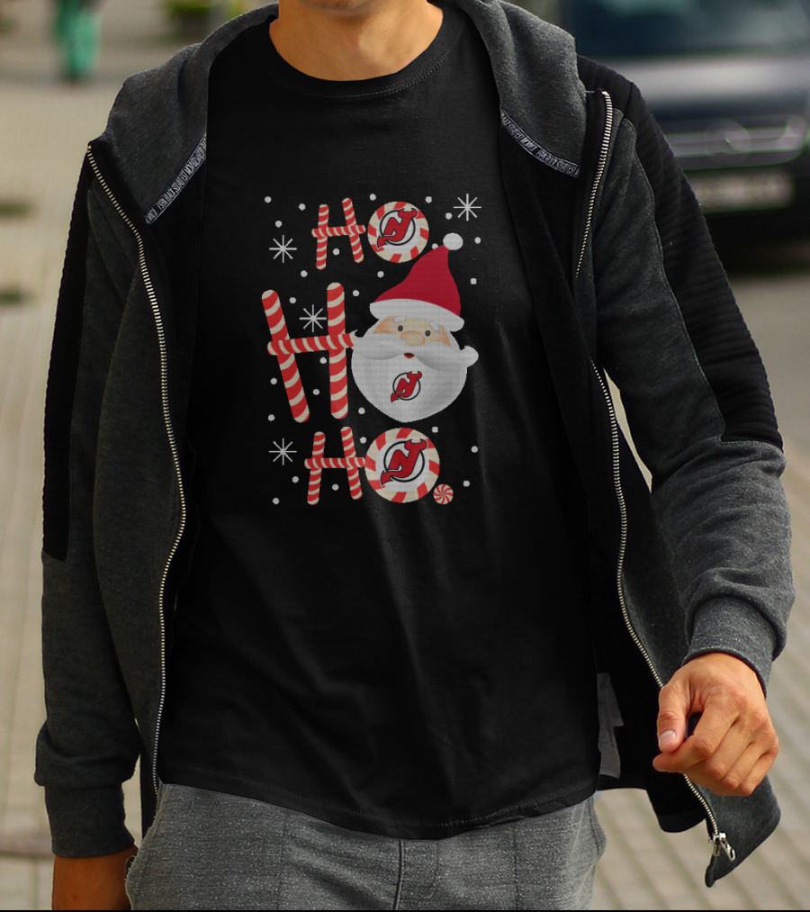 Ho Ho Ho Santa Christmas With New Jersey Devils Holiday T-Shirt