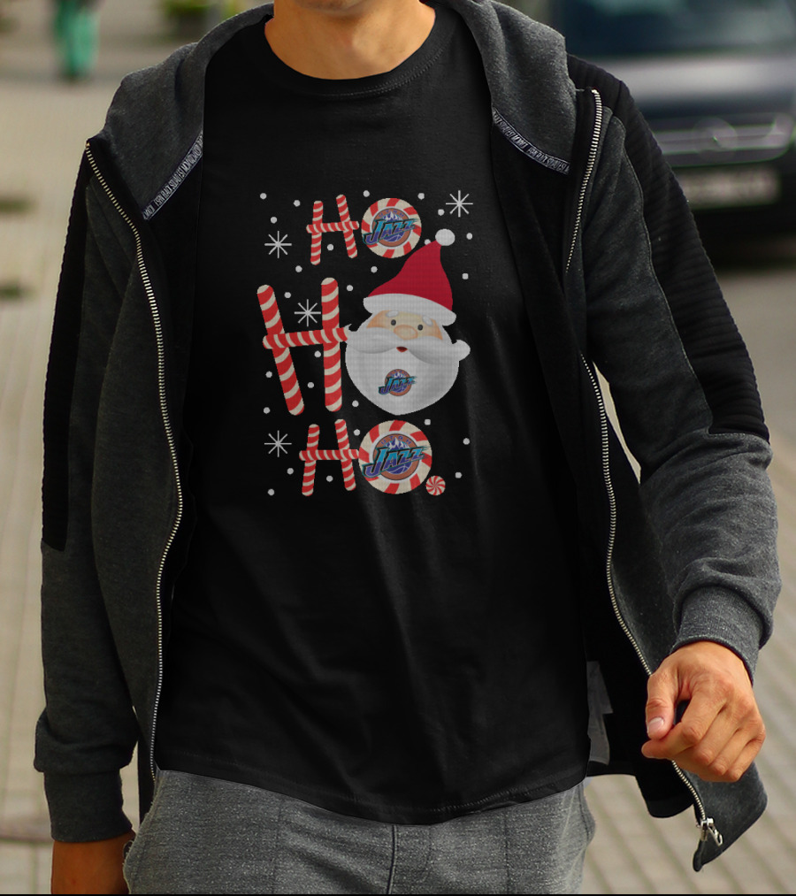 Ho Ho Ho Christmas Utah Jazz Santa Fans Retro Basketball Holiday T-Shirt