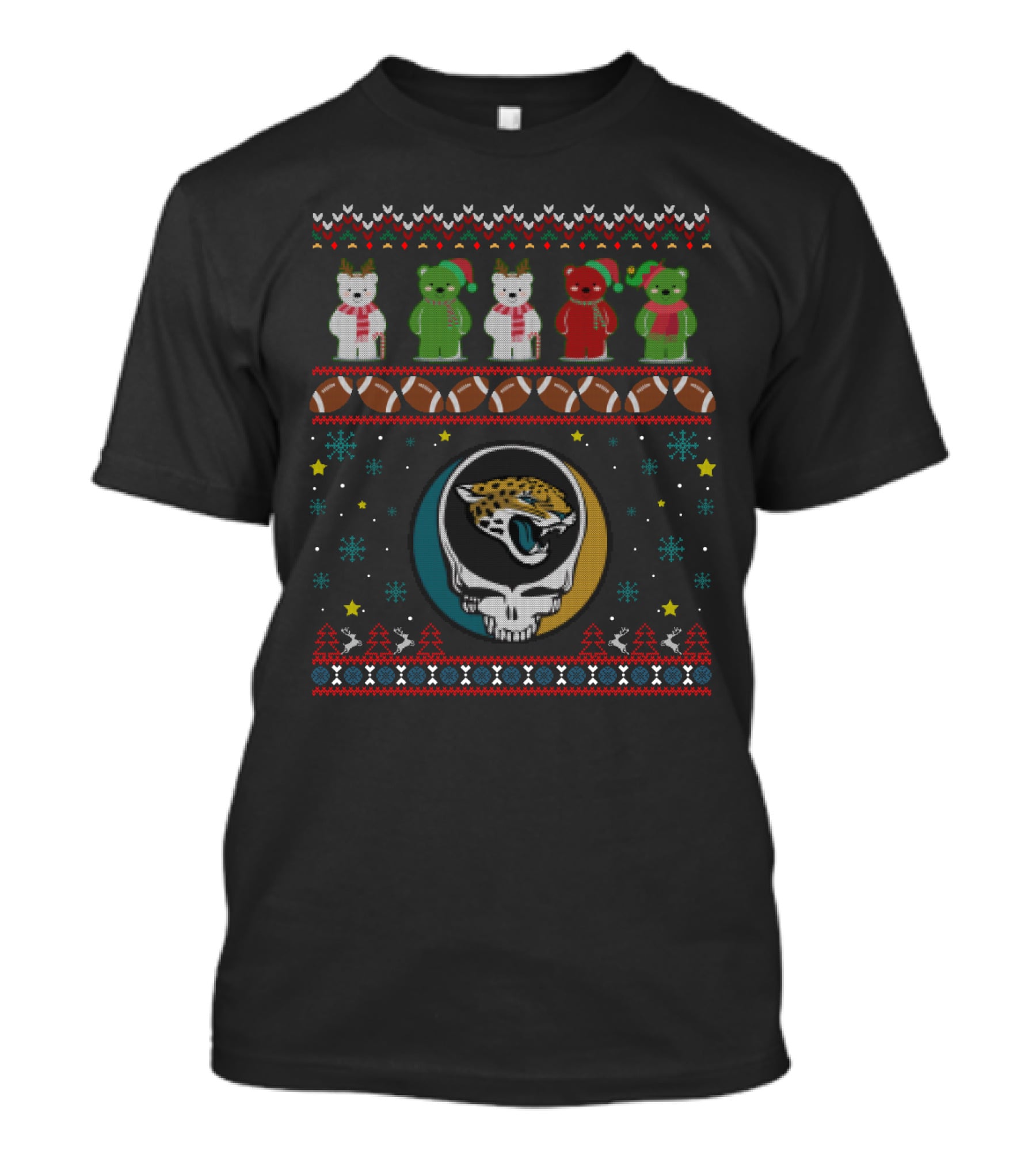 Jacksonville Jaguars Grateful Dead Bears Christmas T-Shirt