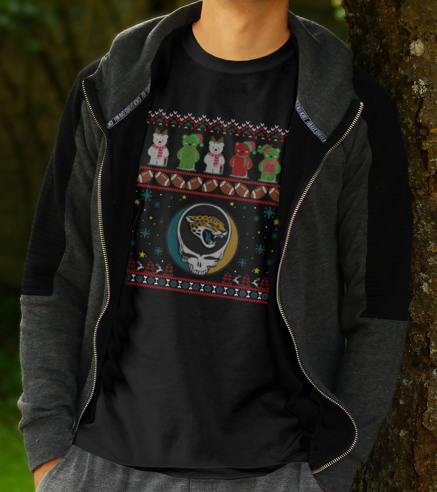 Jacksonville Jaguars Grateful Dead Bears Christmas T-Shirt
