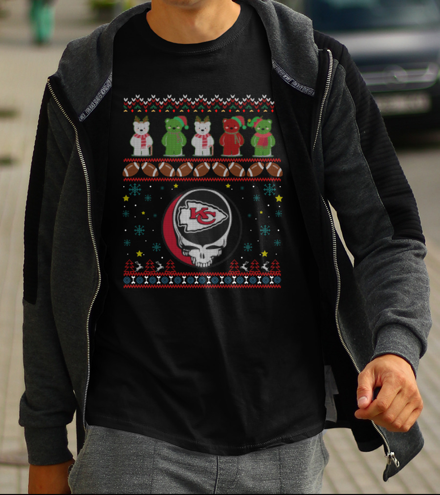 Kansas City Chiefs Grateful Dead Bears Christmas T-Shirt