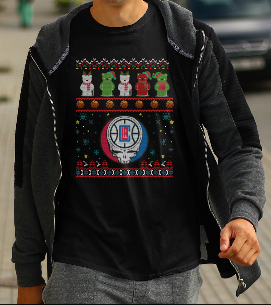 La Clippers Grateful Dead Bears Christmas Ugly T-Shirt