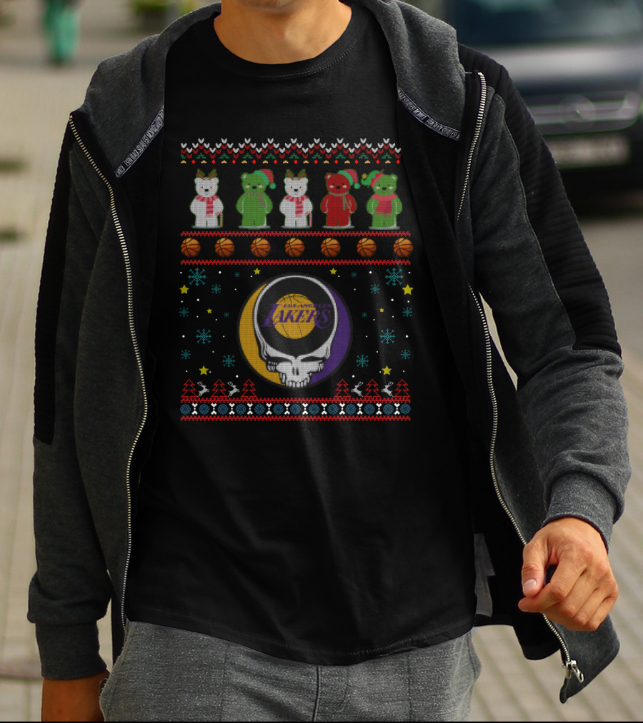 Los Angeles Lakers Grateful Dead Bears Christmas T-Shirt