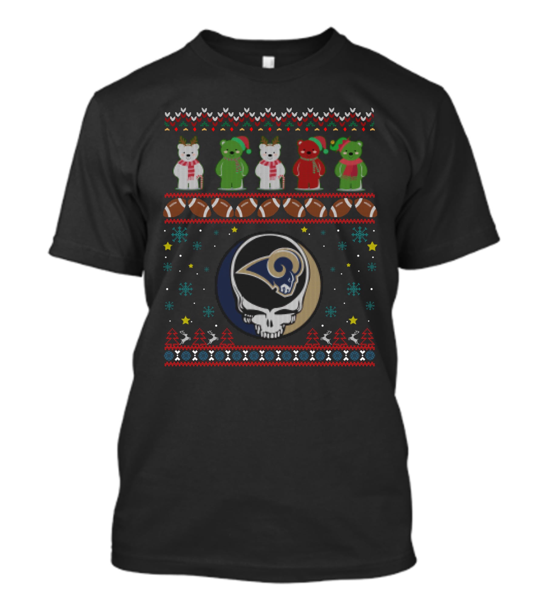 Los Angeles Rams Grateful Dead Bears Christmas T-Shirt