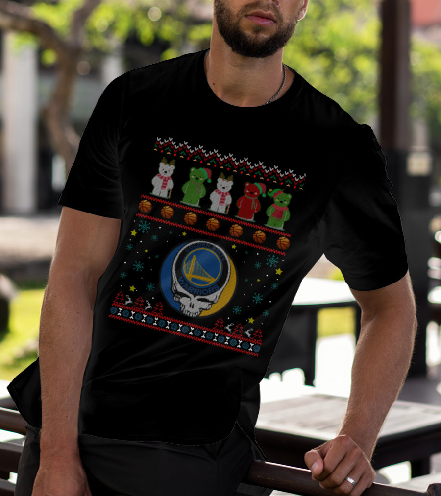 Golden State Warriors Grateful Dead Bears Christmas Ugly T-Shirt