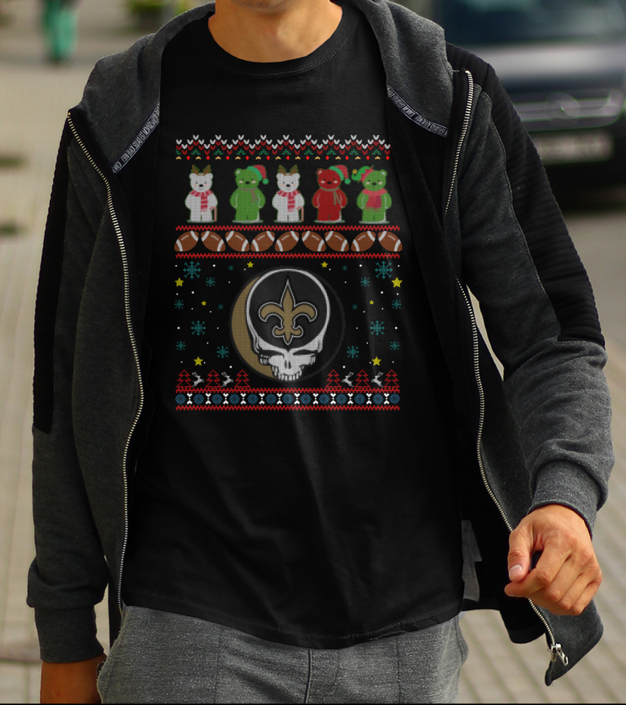 New Orleans Saints Grateful Dead Bears Christmas T-Shirt