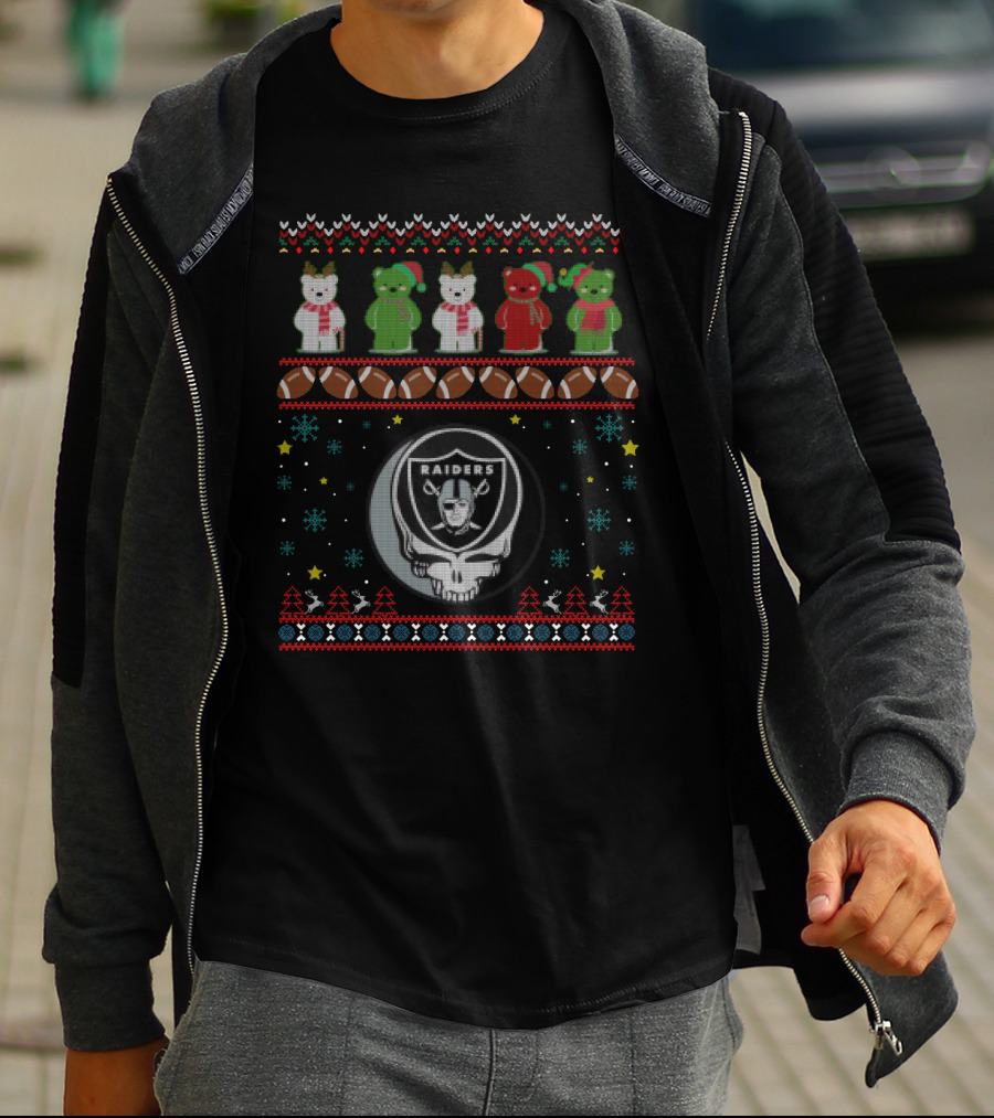 Oakland Raiders Grateful Dead Bears Christmas T-Shirt