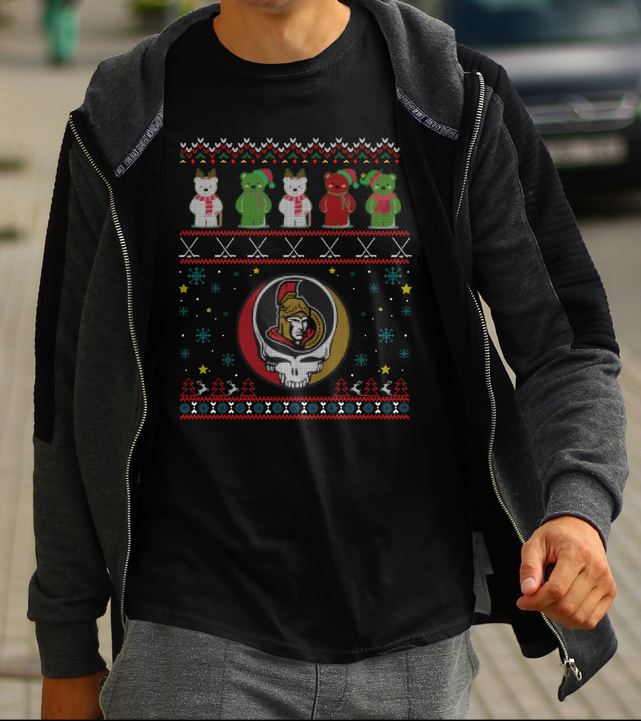 Ottawa Senators Grateful Dead Bears Holiday T-Shirt