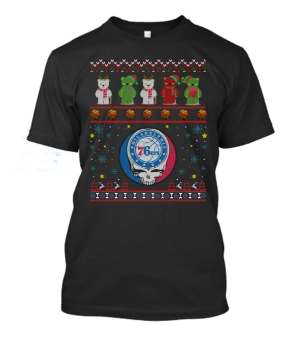 Philadelphia 76ers Grateful Dead Bears Christmas T-Shirt