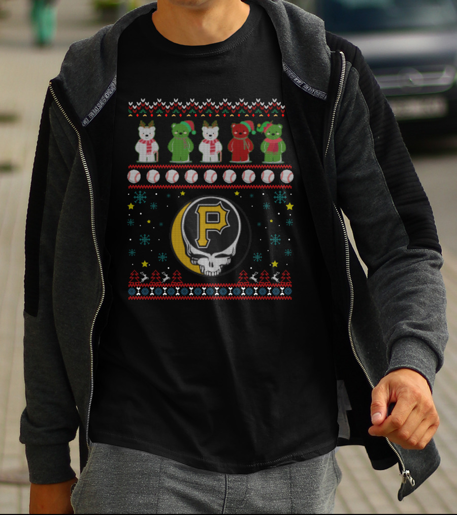 Pittsburgh Pirates Grateful Dead Bears Ugly Christmas T-Shirt