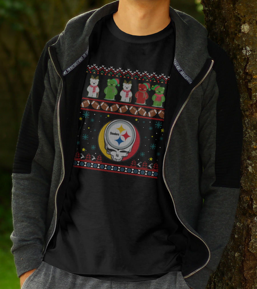 Pittsburgh Steelers Grateful Dead Bears Christmas Holiday T-Shirt